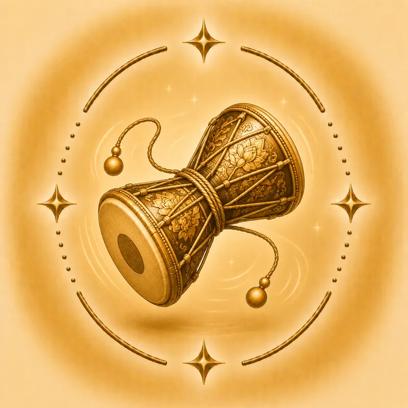 Dhanishta nakshatra — A drum (damaru), in gold