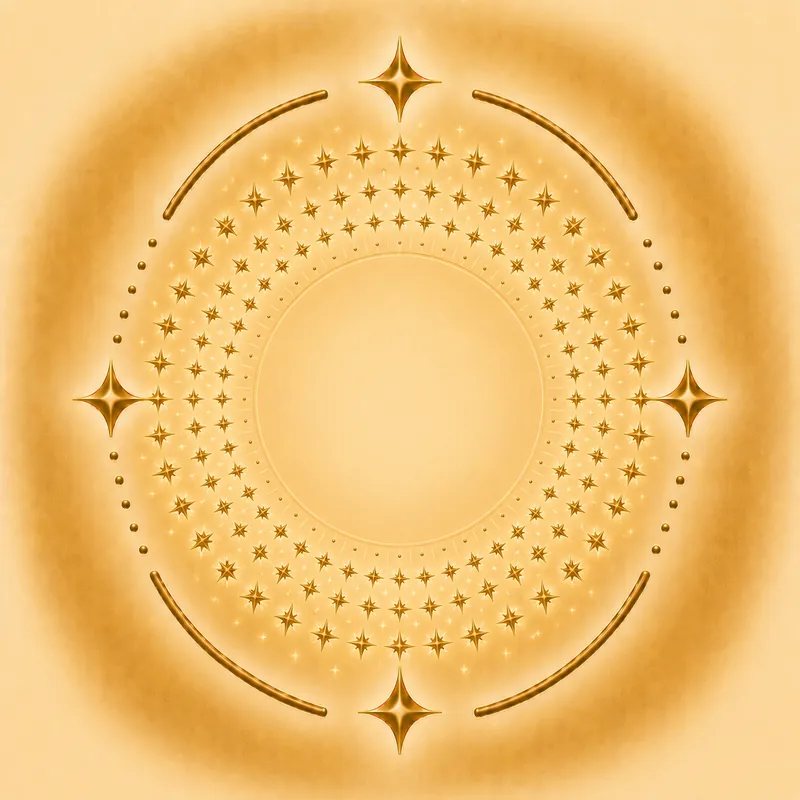 Shatabhisha nakshatra &mdash; An empty circle / a hundred stars, in gold