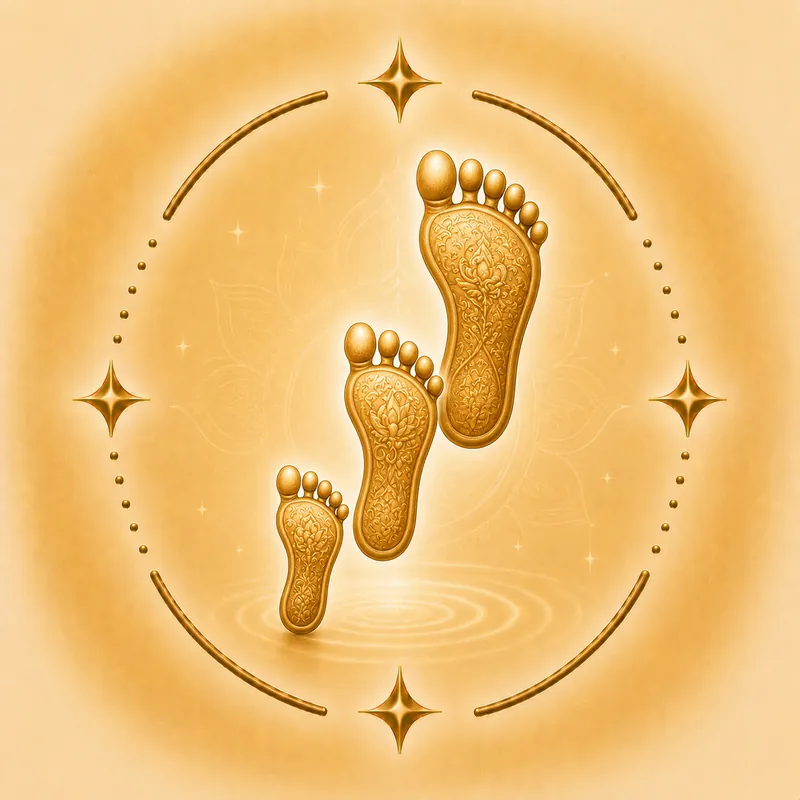 Shravana nakshatra — Three footprints / an ear, in gold