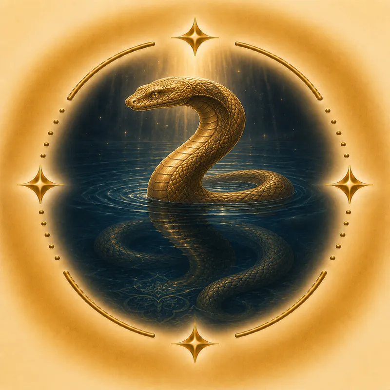 Uttara Bhadrapada nakshatra &mdash; A serpent in the deep / twins, in gold