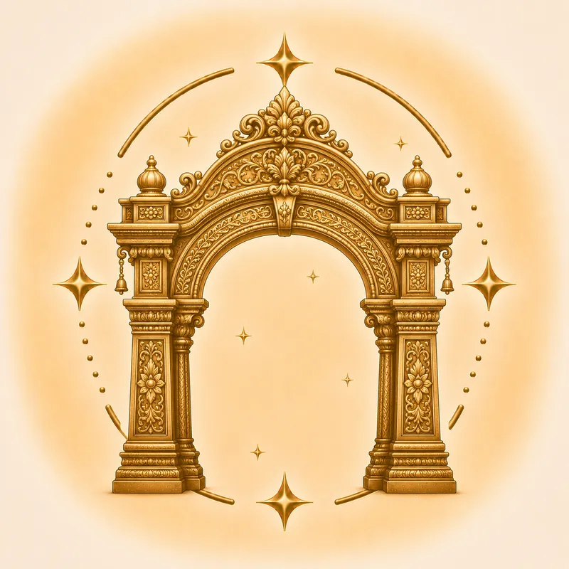 Vishakha nakshatra &mdash; A triumphal archway / gateway, in gold