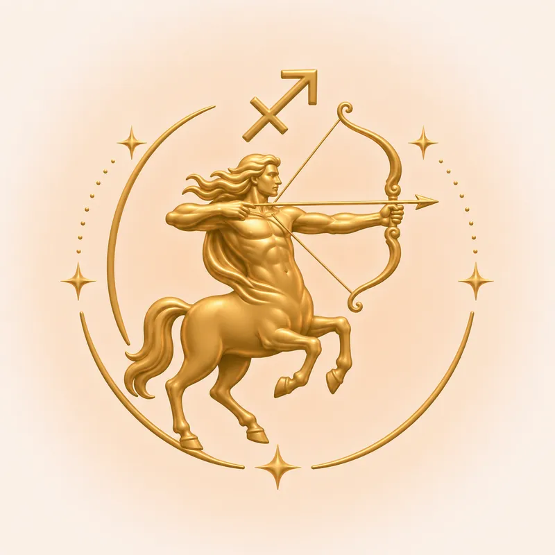 Sagittarius &mdash; The Archer, in gold